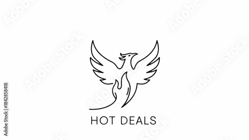 Phoenix rising from flames, symbolizing hot deals and new beginnings.