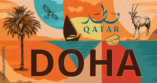 Artwork celebrating Qatar National Day, Doha