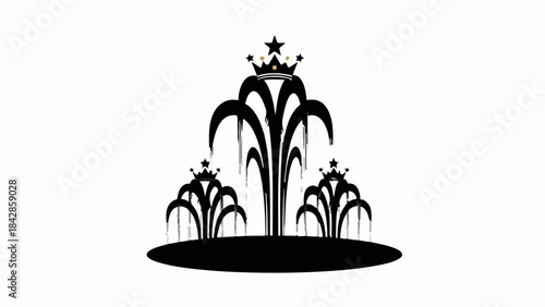 Elegant fountain with regal crowns, symbolizing luxury and grandeur