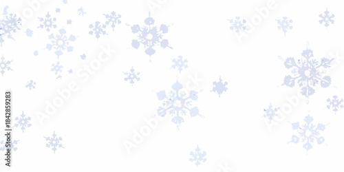 Delicate light blue snowflakes scattered across a bright white background