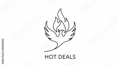 Fiery phoenix emblem with "Hot Deals" text symbolizing promotion and energy