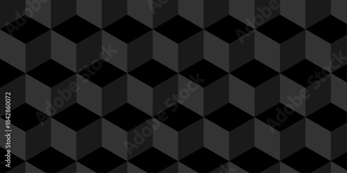 Cubic wall texture pattern. seamless cube grid hexagon technology background. Geometric pattern illustration mosaic, square and triangle wallpaper.