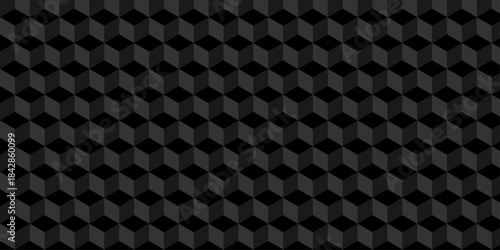 Cubic wall texture pattern. seamless cube grid hexagon technology background. Geometric pattern illustration mosaic, square and triangle wallpaper.