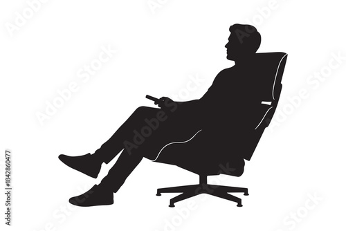 Man Relaxing in Modern Designer Office Chair Silhouette