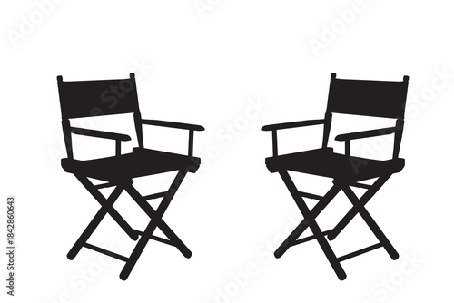 Pair of Film Director's Chairs Set Silhouette