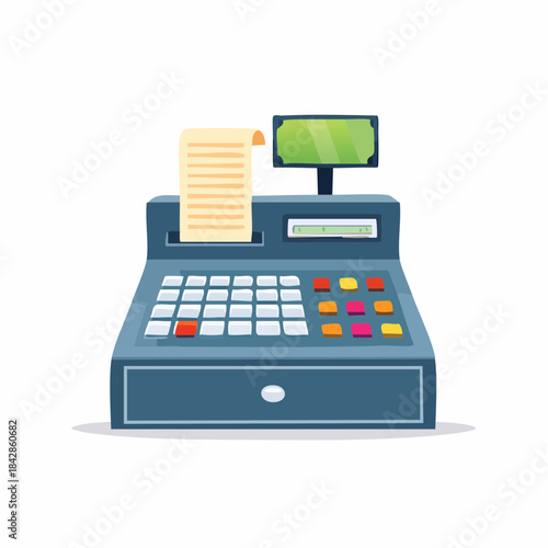 Vintage Cash Register with Receipt and Screen, Retro Point of Sale System for Retail and Small Business Operations