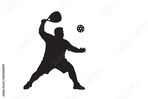 Dynamic Paddle or Pickleball Player Hitting Ball Silhouette