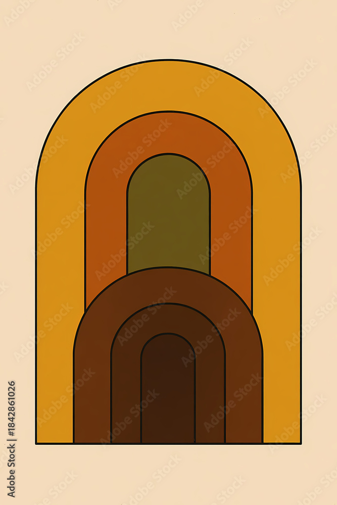 Fototapeta premium Abstract Layered Arch Illustration in Warm Earth Tones 