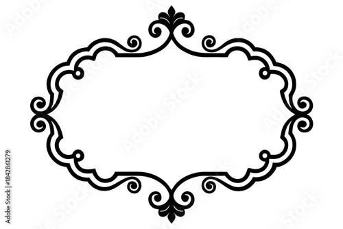 Elegant black ornate frame with swirling patterns and floral details