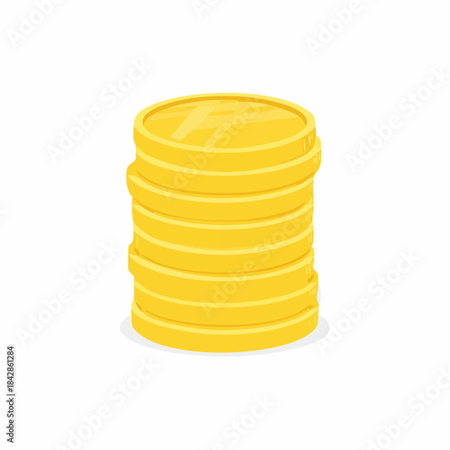 A detailed vector illustration depicting a robust stack of gleaming golden coins, symbolizing financial stability, economic growth, and the accumulation of wealth and savings in a modern, clean design
