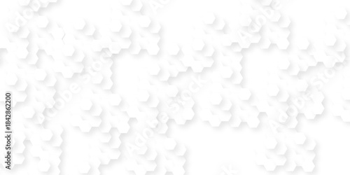 Abstract technology background vector white hexagon background. Hexagon paper texture and futuristic business. Surface polygon pattern with glowing hexagon grid cell texture.