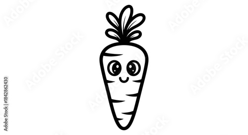 Cute Smiling Carrot Vegetable Character, isolated white background
