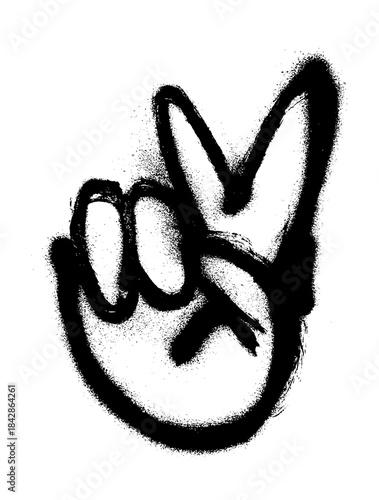 Victory Fingers Grunge Spray Paint And Brush Stroke Vector