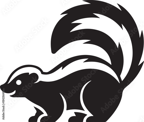 Skunk Silhouette vector icon black and white wildlife animal illustration with bushy tail