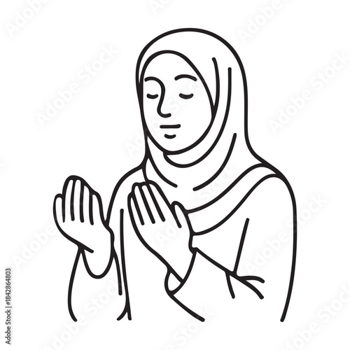 A Muslim Woman Engaged in Deep Prayer and Spiritual Reflection