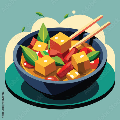 Thai Tofu Curry in a Bowl