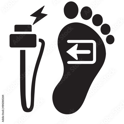 Electric Foot Massage Stimulation Icon with Direction Arrow