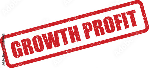Distressed rubber stamp illustration with capital text GROWTH PROFIT showcasing a grunge texture effect