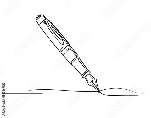Simple line drawing of a fountain pen writing