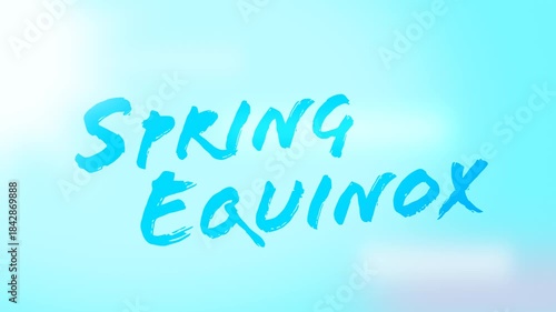 Blue Sky with Sunshine, Lens Flares and Spring Equinox Title
