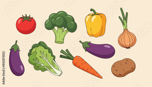 Fresh assorted vegetables illustration