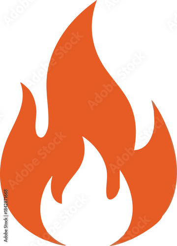 Orange Fire Icon with Flickering Flames for Modern Design