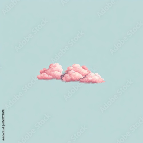 Wallpaper Mural Two pink fluffy clouds float against a light blue, minimalist backdrop Torontodigital.ca