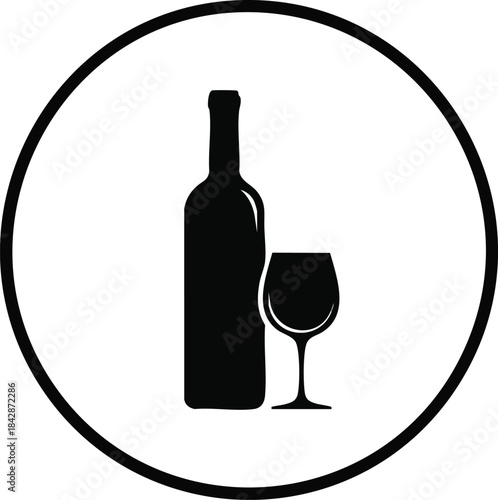 Elegant Wine Bottle and Glass Illustration A Minimalist Design for Wine Enthusiasts