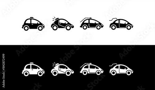 Car accident icon set in two color