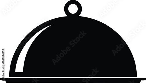 Sleek Black and White Silhouette of a Covered Food Platter