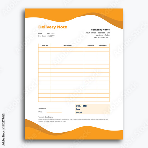 Professional Delivery Note Template for Business Logistics