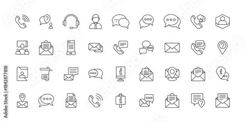 Collection of assorted line icons depicting various concepts and objects in simple black lines. Technology line icon set. Vector pictograms of wireless device, processor, network, cloud, smart home.