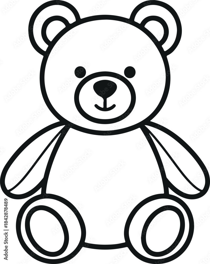 Obraz premium Cute teddy bear outline drawing for coloring book page or sticker