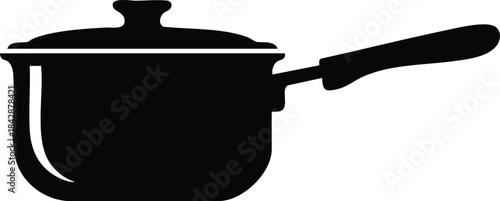 Elegant Black Saucepan Illustration Kitchenware Simplicity