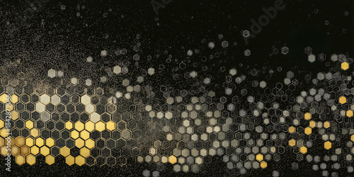 Fototapeta Naklejka Na Ścianę i Meble -  六角形のテクスチャと光沢：メタリックな未来技術の背景素材