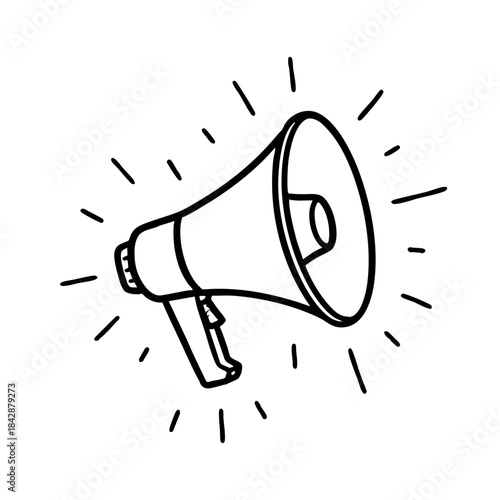 Hand Drawn Megaphone Doodle Icon Making Announcement