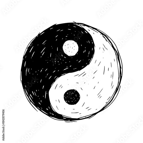 Sketchy Yin Yang Symbol of Balance and Duality