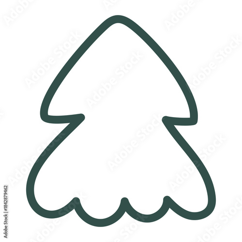 Hand drawn Christmas tree. Outline doodle. Vector illustration, flat design