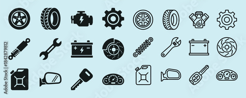 Car parts vector illustration auto service and vehicle maintenance icons