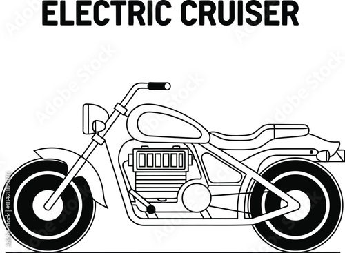 Sleek electric cruiser motorcycle design showcasing sustainable transportation concept