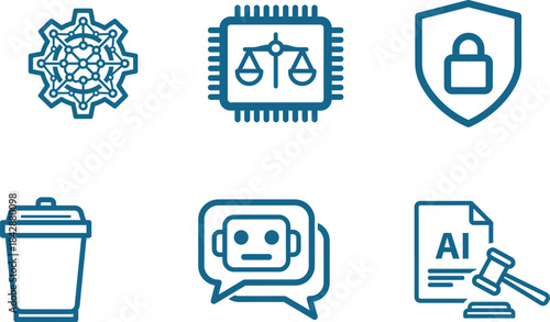 Artificial intelligence and technology legal concepts featuring data processing security ethics