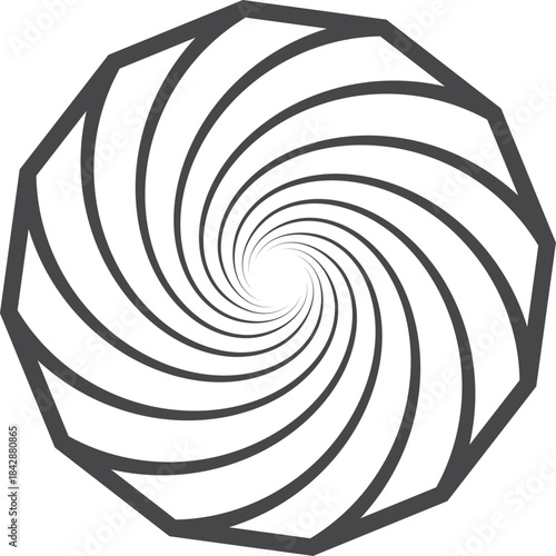 A black and white spiral with a white background