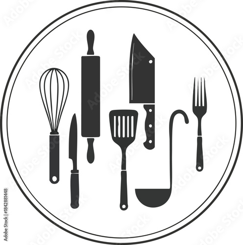 Culinary Tools Collection Kitchen Utensils Vector Graphic for Cooking Enthusiasts and Food Bloggers
