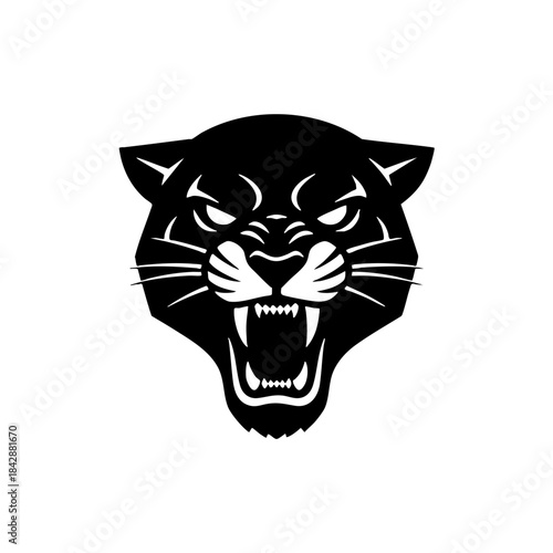 Black Panther Roaring Head Vector Graphic Mascot Logo