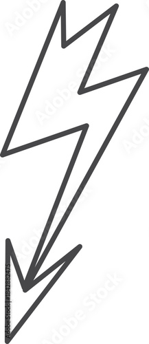 A lightning bolt with a downward arrow pointing to the left