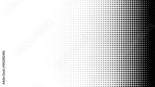 Abstract black and white halftone gradient background featuring a smooth transition from solid color to transparent white space