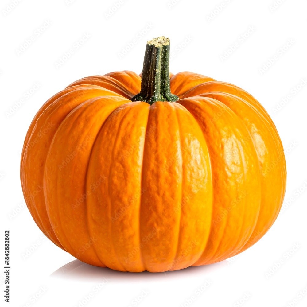 Obraz premium Single orange pumpkin on white background