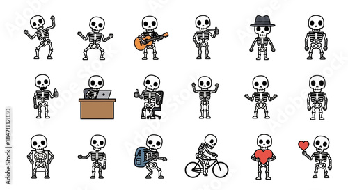Cartoon Skeletons - A Collection of Fun and Spooky Characters.