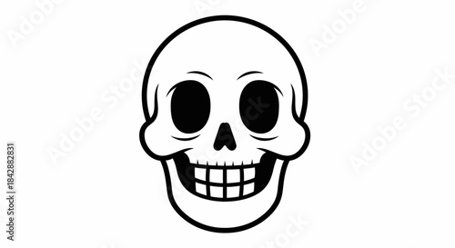 Cartoon Skull with Grinning Teeth and Empty Eyes.