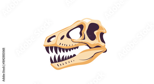 Dinosaur Skull Fossil Illustration - Paleontology and Prehistoric Era.